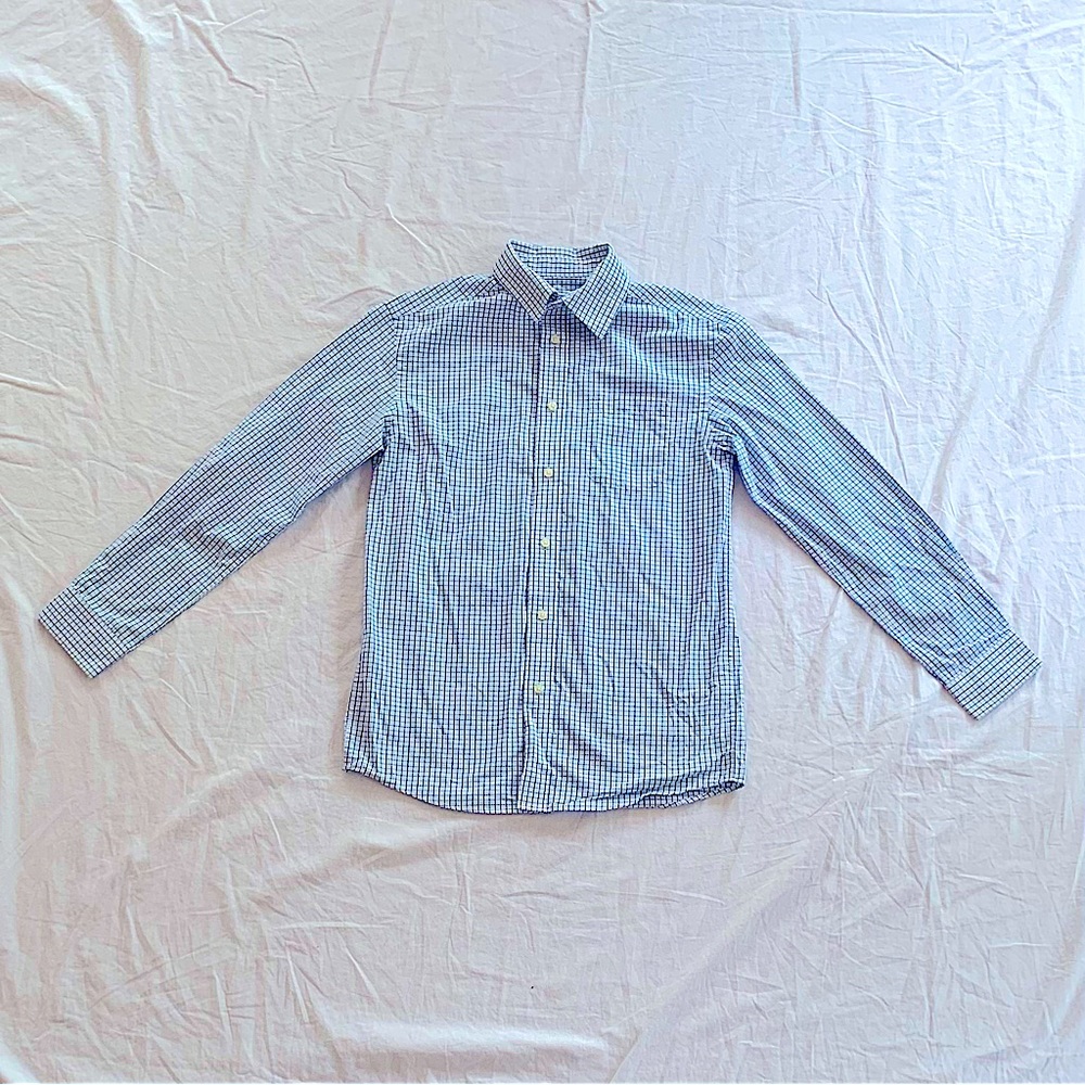 Boys blue gingham long sleeve button down